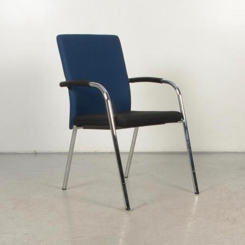 Vergaderstoel CS - Blauw - Zwart -	4-poot onderstel, Huis en Inrichting, Stoelen, Gebruikt, Ophalen of Verzenden
