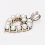 Pendentif - 18 carats Or blanc - Parel, Handtassen en Accessoires, Antieke sieraden