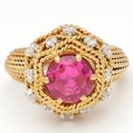 Ring - 18 karaat Geel goud Diamant  (Natuurlijk) - Robijn, Bijoux, Sacs & Beauté