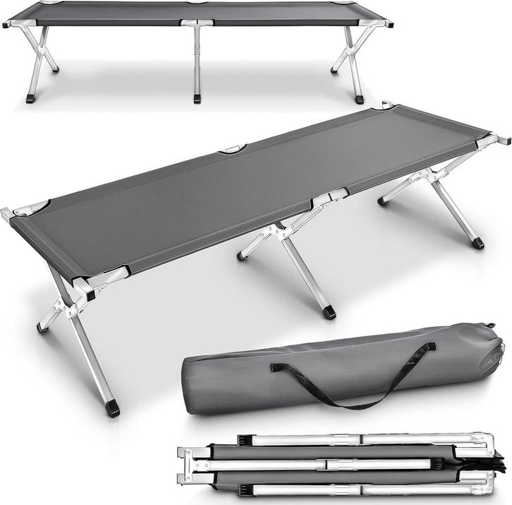 TRESKO® Campingbed - Veldbed - Ligbed - Kampeerbed - Grijs, Huis en Inrichting, Woonaccessoires | Overige, Verzenden