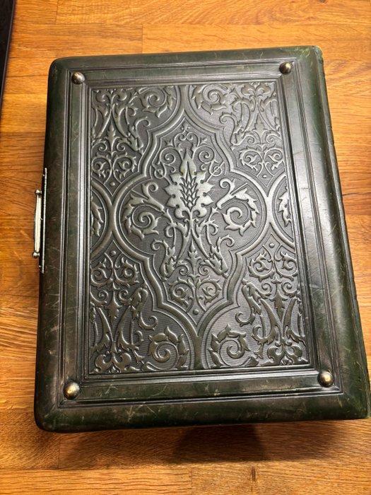 Album photo - Fotoalbum antik Leder grün vergoldet mit, Antiquités & Art, Art | Dessins & Photographie