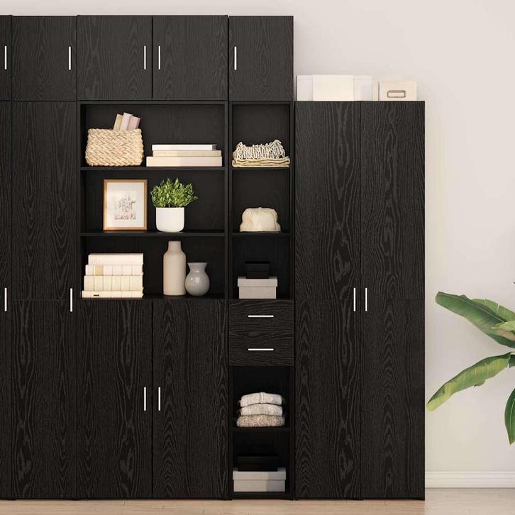 vidaXL Slank Opbergkast Zwart eiken 30 x 42.5 x 225 cm, Huis en Inrichting, Kasten | Dressoirs, Nieuw, Verzenden
