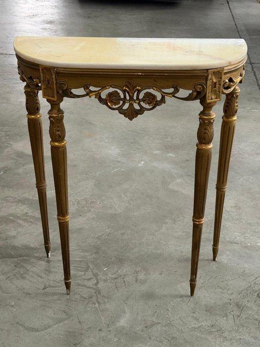Wandtafel - Hout, Marmer - Goudkleurige console, Antiek en Kunst, Antiek | Overige Antiek