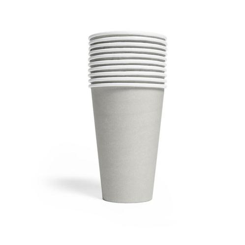 Zilveren Bekers Papier 350ml 10st, Hobby en Vrije tijd, Feestartikelen, Nieuw, Verzenden