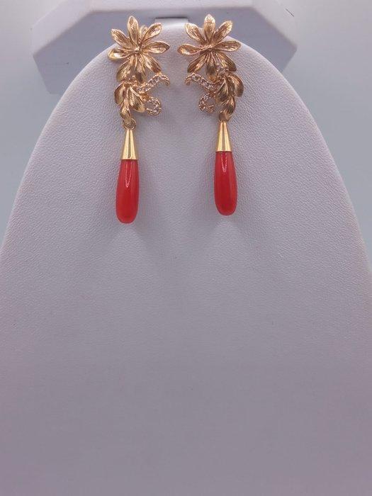Zonder Minimumprijs - Hangoorbellen Verguld, Zilver, corallo, Handtassen en Accessoires, Antieke sieraden