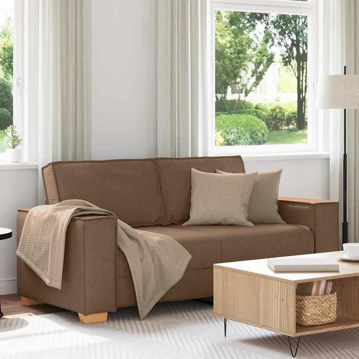 vidaXL 2-zitsbank Bruin 140 cm Stof, Huis en Inrichting, Zetels | Zetels, Nieuw, Verzenden