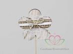 Houten Bloemen Naturel look op stok 8x8 cm 6 stuks, Maison & Meubles
