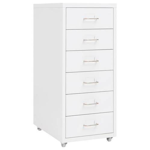 vidaXL Ladeblok verrijdbaar 28x41x69 cm metaal wit, Huis en Inrichting, Kasten | Overige, Nieuw, Verzenden