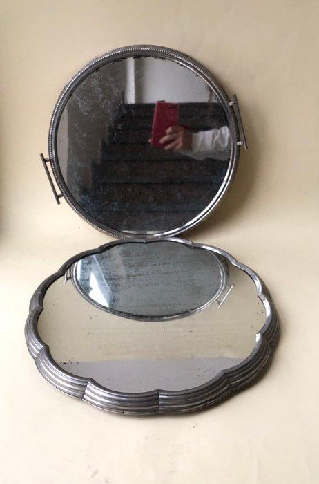 Dienblad (2) - Glas, Hout, Metaal - Deco, antiek en, Antiek en Kunst, Curiosa en Brocante