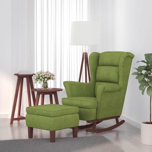 vidaXL Schommelstoel met houten poten en voetenbank fluweel, Huis en Inrichting, Stoelen, Nieuw, Verzenden