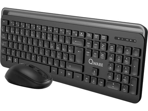 Qware - Draadloos toetsenbord + muis - Azerty - Zwart, Computers en Software, Toetsenborden, Draadloos, Azerty, Nieuw, Verzenden