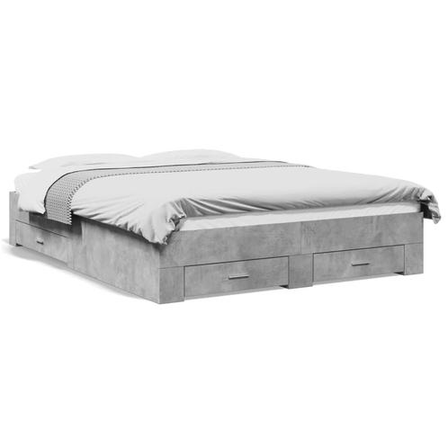 vidaXL Bedframe met lades bewerkt hout betongrijs 140x200 cm, Maison & Meubles, Chambre à coucher | Lits, Envoi