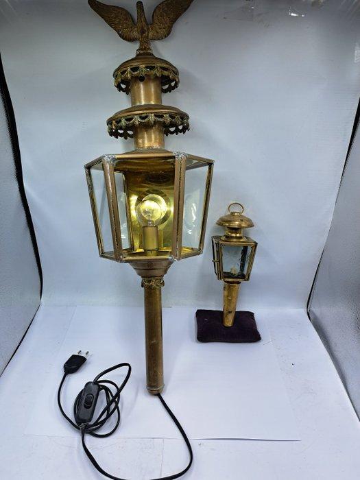Lantaarn - Wandlamp - Messing, Glas - Antieke Koetslamp, Antiek en Kunst, Antiek | Overige Antiek