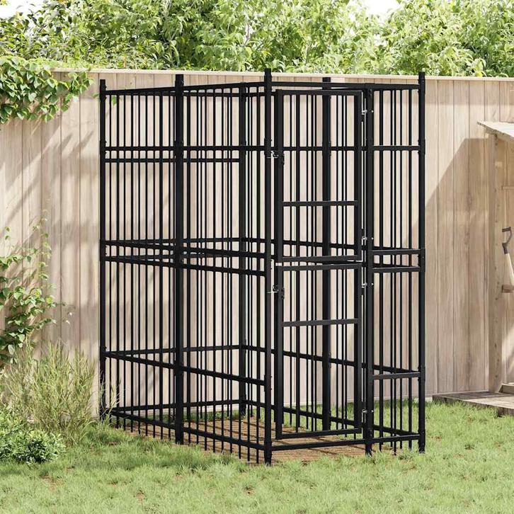 vidaXL Hondenkennel 1,84 m² staal, Animaux & Accessoires, Caisses pour chiens, Envoi