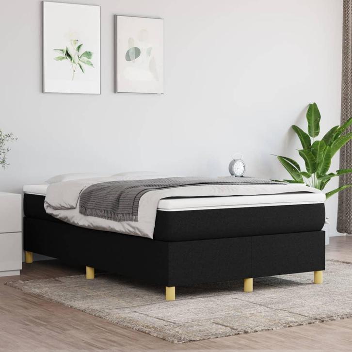 vidaXL Boxspring bed 120x200 cm stof zwart, Huis en Inrichting, Slaapkamer | Bedden, Nieuw, Verzenden