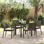 vidaXL Tuin Eettafel Set 5 pcs Bruin en Zwart PE Riet, Tuin en Terras, Verzenden, Nieuw