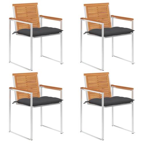 vidaXL Tuinstoelen 4 st met kussens massief acaciahout, Tuin en Terras, Tuinstoelen, Nieuw, Verzenden