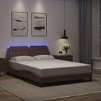 vidaXL Bedframe met LED-verlichting kunstleer bruin 140x200, Huis en Inrichting, Slaapkamer | Bedden, Verzenden, Nieuw
