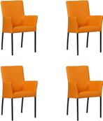 Set van 4 Oranje leren moderne eetkamerstoelen - Toledo Leer, Huis en Inrichting, Stoelen, Nieuw, Vier, Modern, Leer
