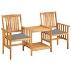 vidaXL Tuinstoelen met tafeltje en kussens massief, Tuin en Terras, Verzenden, Nieuw