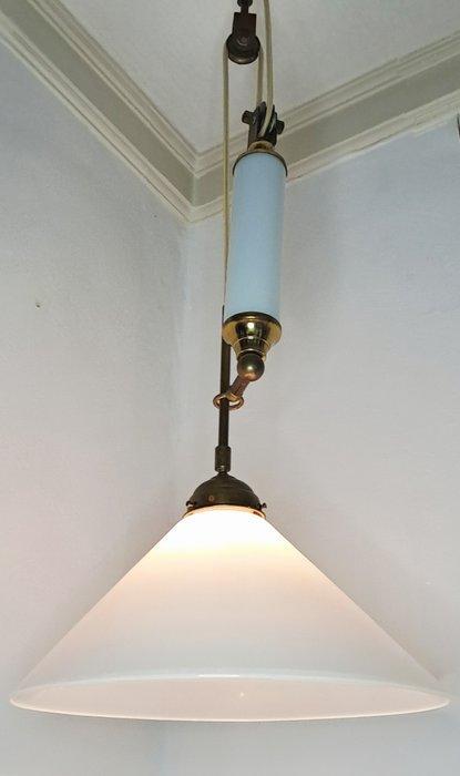 Plafondlamp - Opaline glas - Katrol hanglamp, Antiek en Kunst, Curiosa en Brocante
