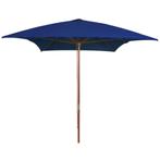 vidaXL Parasol met houten paal 200x300 cm blauw, Nieuw, Verzenden