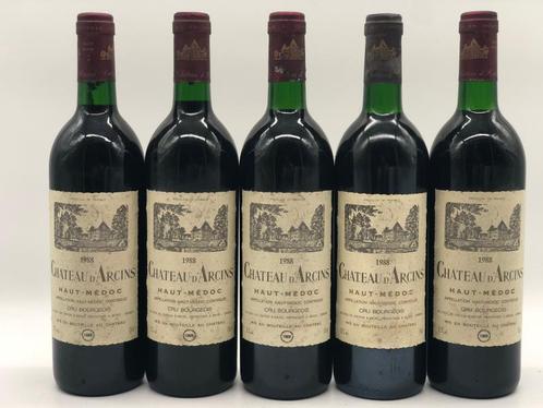 5 x 75cl Chateau dArcins 1988 (Bordeaux, rood), Collections, Vins, Enlèvement ou Envoi