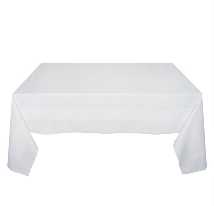 Tafelkleed Wit 140x240cm Met Ingeweven Satijnband - Treb Cla, Huis en Inrichting, Keuken | Textiel, Tafelkleed of Tafelzeil, Overige kleuren