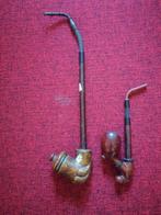 Luciferdoos (2) - Hout - Twee pijpen in radica