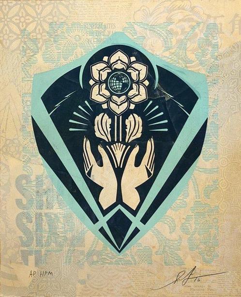 Shepard Fairey (OBEY) (1970) - Respect and Justice (Hand, Antiquités & Art, Art | Peinture | Moderne