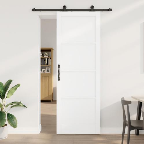 vidaXL Schuifdeur met Hardwareset ORKDALWitte Massieve, Doe-het-zelf en Bouw, Deuren en Vliegenramen, Nieuw, Verzenden