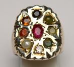 Zonder minimumprijs - Ring 925 zilver - saffier, jade,, Nieuw