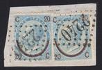 Koninkrijk Italië 1865 - Zeldzaam fragment met 2 voorbeelden, Postzegels en Munten, Postzegels | Europa | Italië, Gestempeld