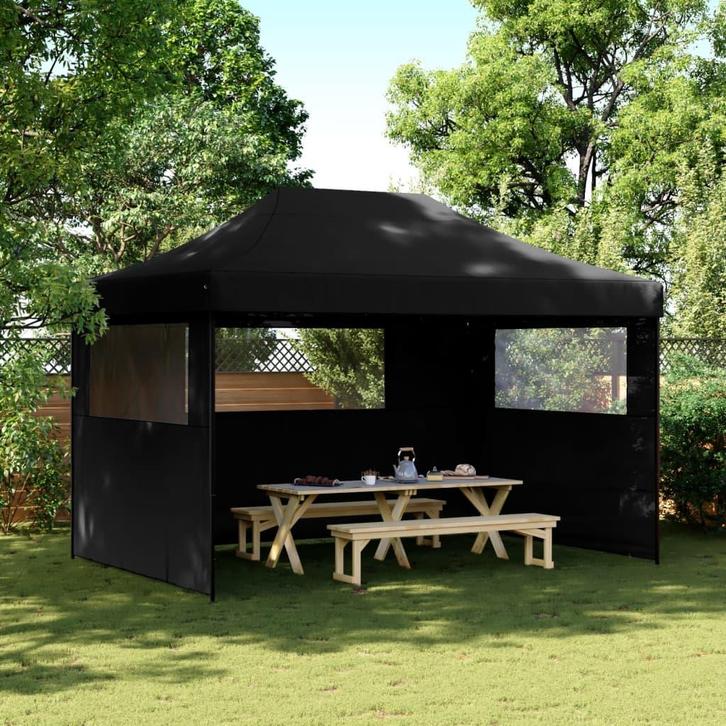 vidaXL Partytent inklapbaar pop-up met 3 zijwanden zwart, Tuin en Terras, Partytenten, Nieuw, Verzenden