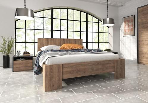 Tweepersoonsbed Monaco - Eiken hout 180x200 cm, Maison & Meubles, Chambre à coucher | Lits, Envoi