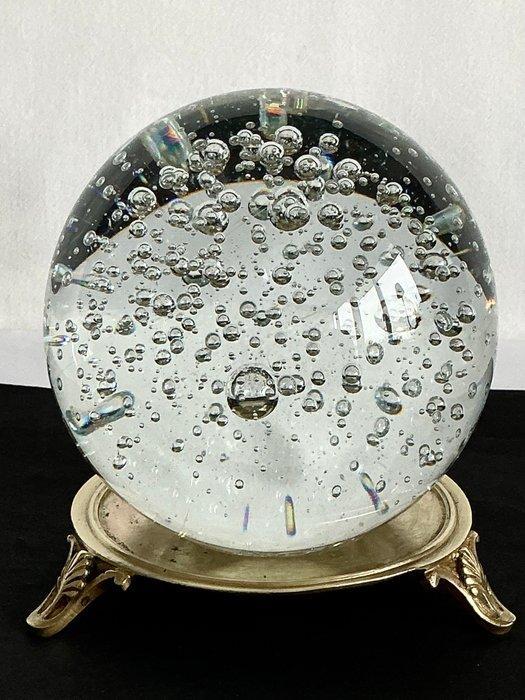 Sphère , prachtige grote glazen bal op bronzen voetstuk -, Antiek en Kunst, Curiosa en Brocante