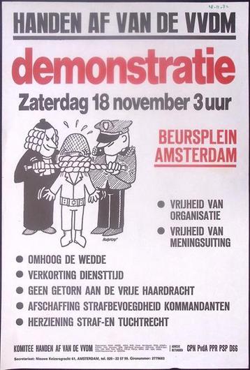Poster over demonstratie van de VVDM in Amsterdam (Posters) beschikbaar voor biedingen