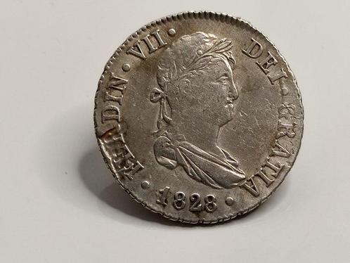 Spanje. Fernando VII. 2 Reales 1828 Sevilla JB, Postzegels en Munten, Munten | Europa | Niet-Euromunten