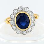 IGI & GIA-Deep Blue Sapphire 2.16 & Diamond Bezel Set -, Handtassen en Accessoires