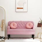 vidaXL Bankje met rugleuning 119,5x64,5x75 cm fluweel roze, Verzenden, Nieuw