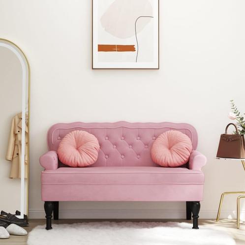 vidaXL Bankje met rugleuning 119,5x64,5x75 cm fluweel roze, Huis en Inrichting, Overige Huis en Inrichting, Nieuw, Verzenden