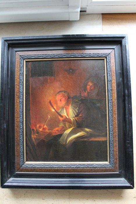 Europese school (XIX) - Der Alchemist am Feuer, Antiquités & Art, Art | Peinture | Classique