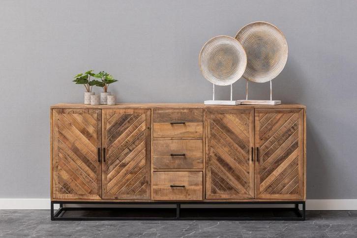 Dressoir Mangohout Sabia 200 cm, Huis en Inrichting, Kasten | Dressoirs, Nieuw, Verzenden