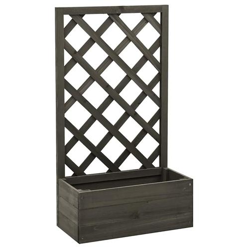 vidaXL Latwerkplantenbak 50x25x90 cm massief vurenhout grijs, Tuin en Terras, Bloempotten, Nieuw, Verzenden