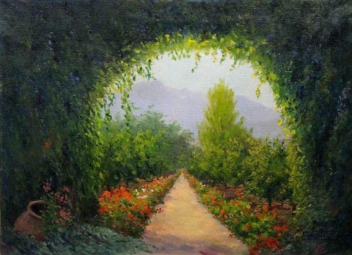 Carlos S. Sieger (c.1900-1973) - Majorque, un jardin, Antiquités & Art, Art | Peinture | Classique