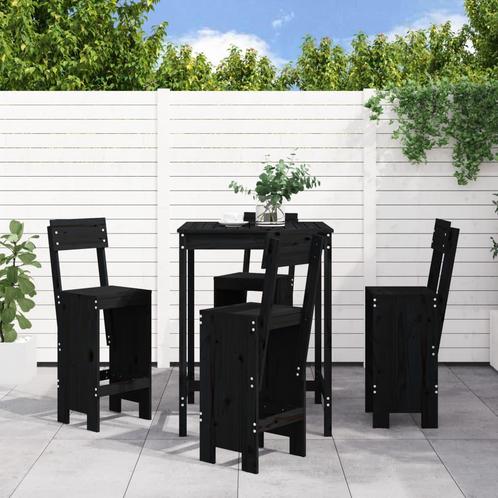 vidaXL 5-delige Barset massief grenenhout zwart, Tuin en Terras, Tuinsets en Loungesets, Nieuw, Verzenden