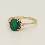 Zonder Minimumprijs - Ring - 9 kt. Geel goud - Opaal/Diamant, Nieuw