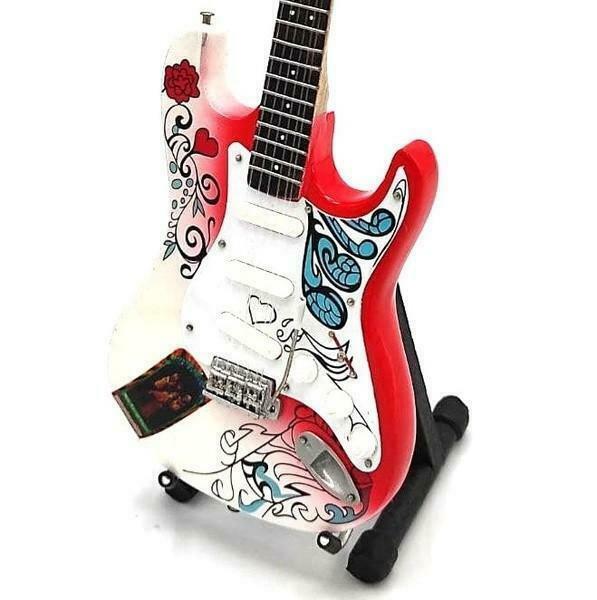 Miniatuur Fender Stratocaster gitaar met gratis standaard, Verzamelen, Muziek, Artiesten en Beroemdheden, Pop, Beeldje of Miniatuur