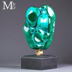 Malachite en Chrysocolla - botroïdale vorming - houten en, Antiek en Kunst