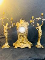 Klok en garnituur set (3) Liberty - Gepatineerd brons -